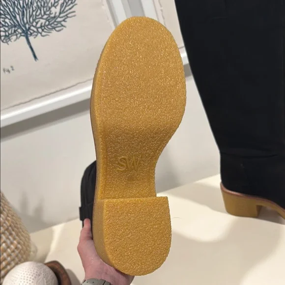 Stuart Weitzman NWT Montana Slouch Black Suede Knee-High Boots with Tan Sole - Picture 5 of 7